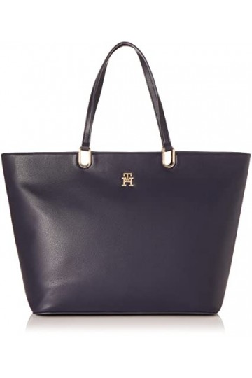 Tommy Hilfiger Cabas Femme Sac TH Timeless Med Tote Fermeture Éclair, Bleu Space Blue , Taille Unique