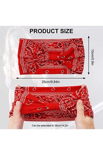 6 Pièces Bandeau Foulard Headband Cheveux Femme, Bandeaux Larges Boho Bandeau à Nouer Elastique Cheveux Bohème Headband, Atta