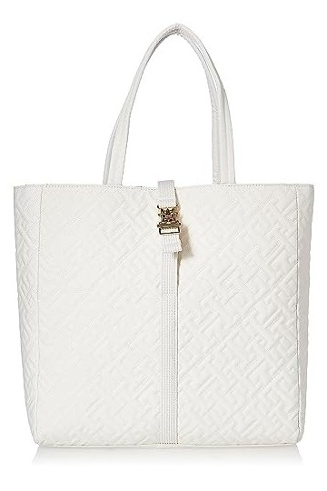 Tommy Hilfiger Cabas Femme Sac TH Flow Tote Poches Intérieures, Beige Weathered White , Taille Unique