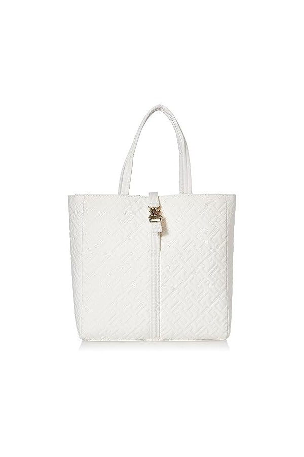 Tommy Hilfiger Cabas Femme Sac TH Flow Tote Poches Intérieures, Beige Weathered White , Taille Unique
