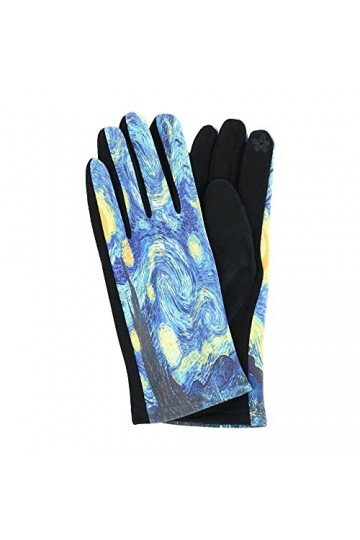 Van Gogh Gants pour écran tactile Motif nuit étoilée, Imprimé Nuit Étoilée, taille unique