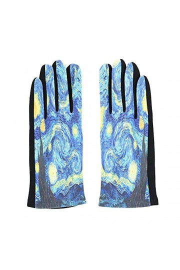 Van Gogh Gants pour écran tactile Motif nuit étoilée, Imprimé Nuit Étoilée, taille unique
