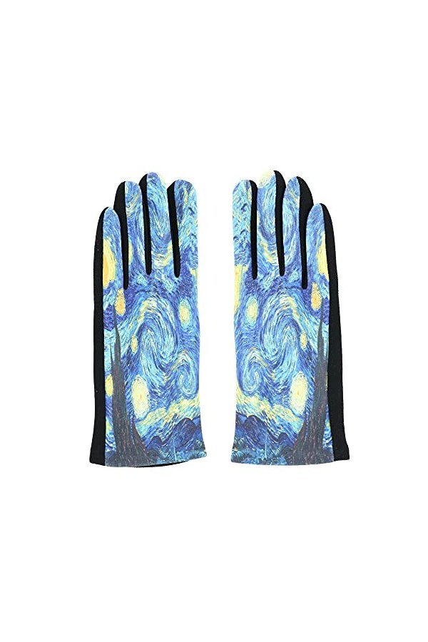 Van Gogh Gants pour écran tactile Motif nuit étoilée, Imprimé Nuit Étoilée, taille unique