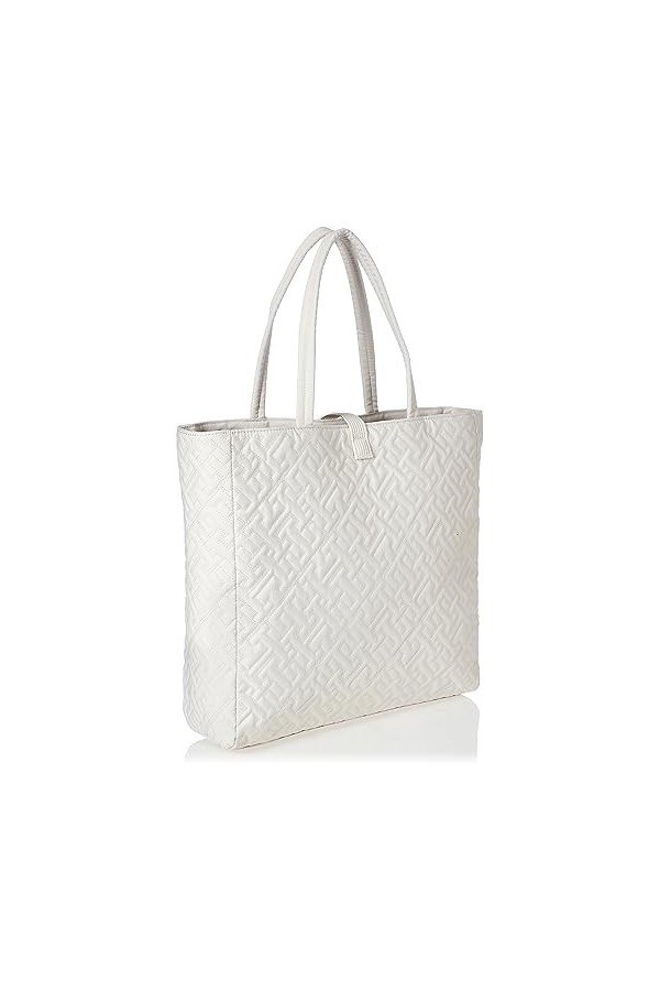 Tommy Hilfiger Cabas Femme Sac TH Flow Tote Poches Intérieures, Beige Weathered White , Taille Unique