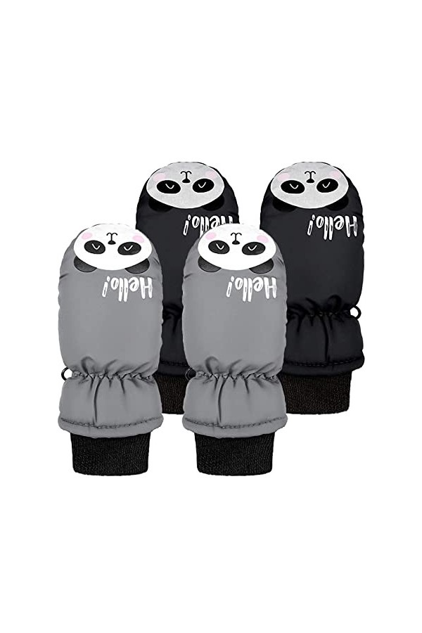 Hiver Plein Gants Filles 2 Paires Doigt Dessin animé extérieur Mitaines garçons Chaud Enfants bébé Gants Ski Enfants Gants Ga