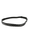 Bandeau Cheveux Femme PU Noir - Headband Tressé Double Original - Bandeau Fin élastique Taille réglable - Headband Mariage ou