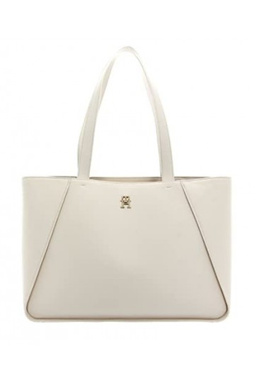 Tommy Hilfiger Cabas Femme Sac TH Casual Tote Poches Intérieures, Beige Sugarcane , Taille Unique