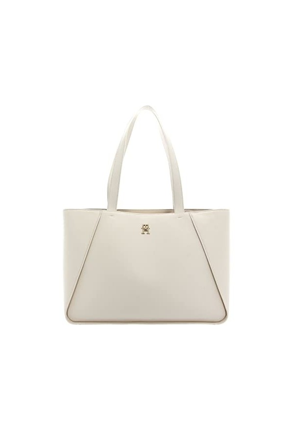 Tommy Hilfiger Cabas Femme Sac TH Casual Tote Poches Intérieures, Beige Sugarcane , Taille Unique