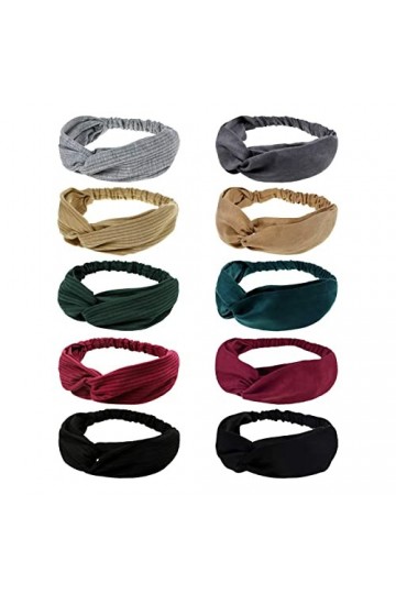 DRESHOW 10 PCS Femme Bandeau Cheveux Bandeaux, Headbands et Serre-têtes Vintage Imprimé Tête Enveloppe Cheveux Accessoire