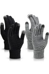 Buluri Gants Tricotés dHiver, 2 Paires Gants Chauds à Écran Tactile Gants Tricotés Unisexe Coupe Vent Adaptés Aux Activités 