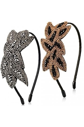 2 Pièces Bandeaux Flapper Serre-Tête des Années 20 Serre-Tête de Feuille Vintage Perlé Bandeaux des Années 1920 Accessoires d