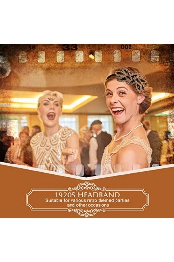 2 Pièces Bandeaux Flapper Serre-Tête des Années 20 Serre-Tête de Feuille Vintage Perlé Bandeaux des Années 1920 Accessoires d