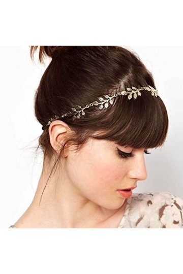 Wendalern Boho Feuille Cheveux Chaîne Bandeau Feuilles Dor Bande De Cheveux Feuille De Mariage Tête Chaîne En Métal Élastiqu