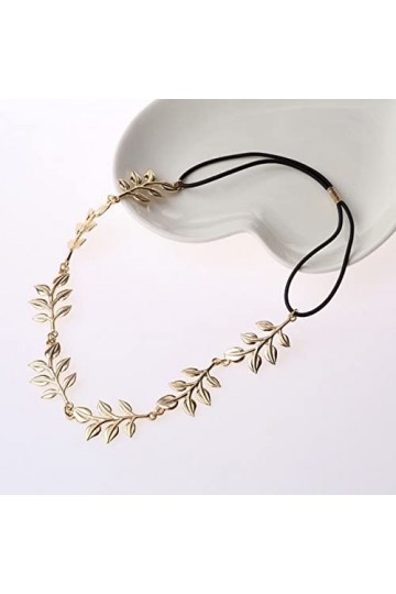 Wendalern Boho Feuille Cheveux Chaîne Bandeau Feuilles Dor Bande De Cheveux Feuille De Mariage Tête Chaîne En Métal Élastiqu