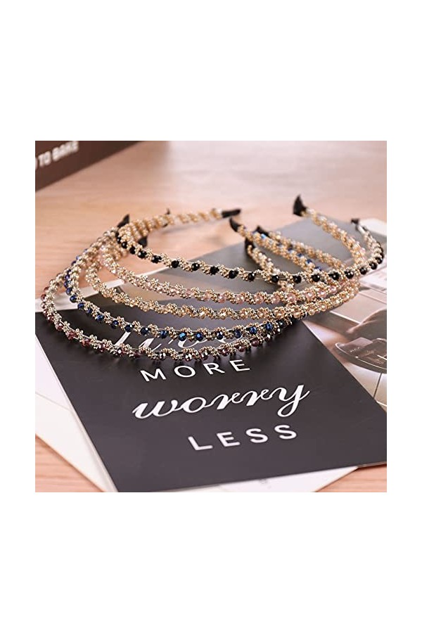 Serre-Têtes à Strass, XiYee 5 Pièces Bandeaux en Cristal Strass Bandeau, Cristal Brillant à Perles Antidérapant Bandeau, Band
