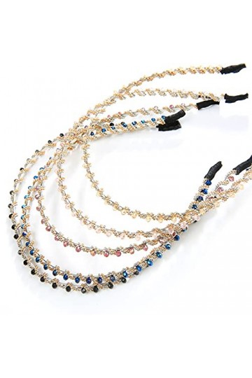 Serre-Têtes à Strass, XiYee 5 Pièces Bandeaux en Cristal Strass Bandeau, Cristal Brillant à Perles Antidérapant Bandeau, Band