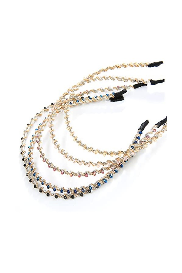Serre-Têtes à Strass, XiYee 5 Pièces Bandeaux en Cristal Strass Bandeau, Cristal Brillant à Perles Antidérapant Bandeau, Band