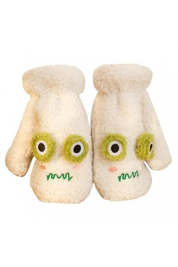 Leadrop 1 paire de moufles pour femme, motif yeux de grenouille, broderie, cordon de cou, doublure en peluche épaisse, protec