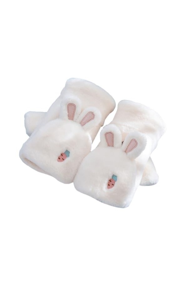 Leadrop 1 paire de gants dhiver convertibles à doigts ouverts avec poignets élastiques pour lhiver, oreilles de lapin, cycl