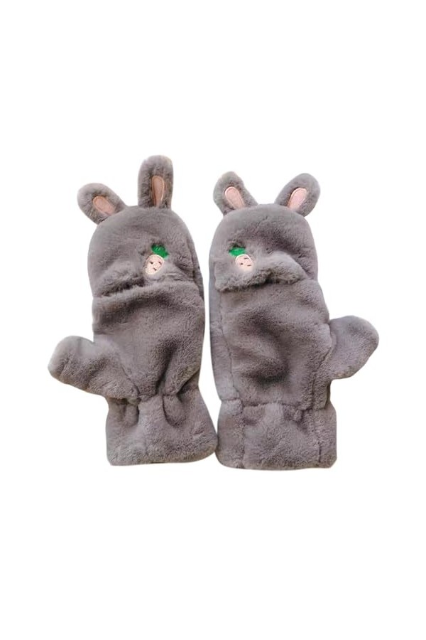 Leadrop 1 paire de gants dhiver convertibles à doigts ouverts avec poignets élastiques pour lhiver, oreilles de lapin, cycl