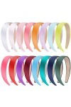 SIQUK 16 Pièces Satin Bandeaux 2.54 cm Cheveux Headband Large Bandeau Serre-tête pour Femme et Fille, 16 Couleurs