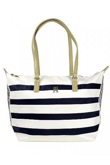 Tommy Hilfiger Cabas Femme Sac Poppy Tote Corp Stripes Fermeture Éclair, Multicolore Breton Stripes , Taille Unique