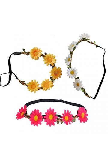 Bandeaux pour cheveux ornés de marguerites, pour fêtes, mariages, fiançailles, lot de 3