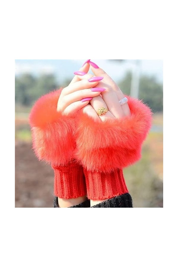 SHRIMAD Mode Hiver Femmes Gants en Peluche Fausse Fourrure Laine À Tricoter Garder Au Chaud Moufles Courtes sans Doigts Dame 