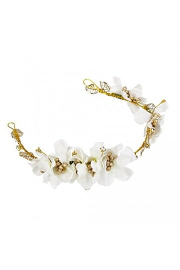 ROSENICE Couronne de Fleurs Blanche Bandeau Headband Serre Tête pour Femme