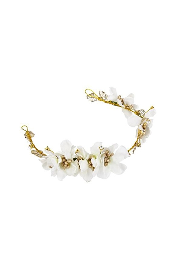 ROSENICE Couronne de Fleurs Blanche Bandeau Headband Serre Tête pour Femme