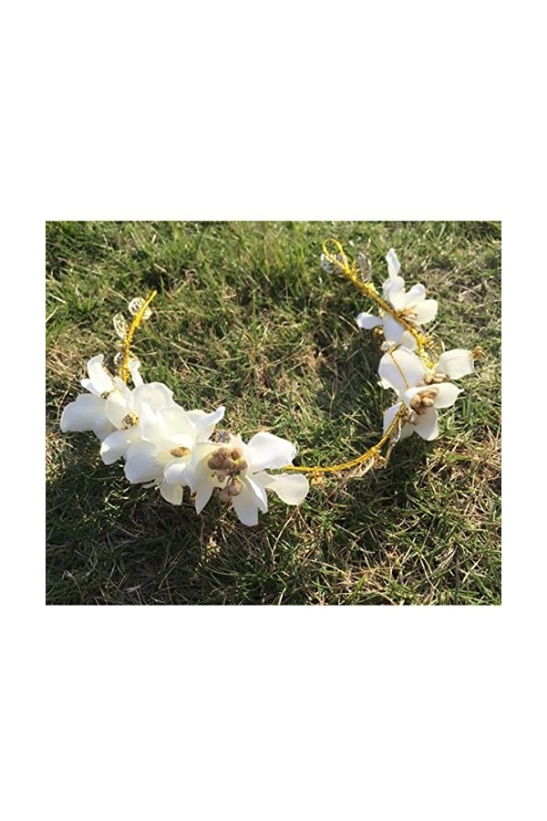 ROSENICE Couronne de Fleurs Blanche Bandeau Headband Serre Tête pour Femme