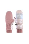 Moufles dhiver pour femme - Chaudes et froides - En peluche - Imperméable - Pour le cyclisme en plein air - Rose - Taille un