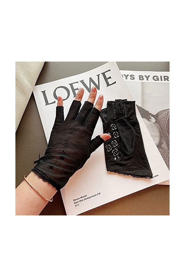Yoaodpei Sumre crème solaire dété Gants de dentelle élastique Gant de femmes antidérapante rétro maille fine fine féminine é