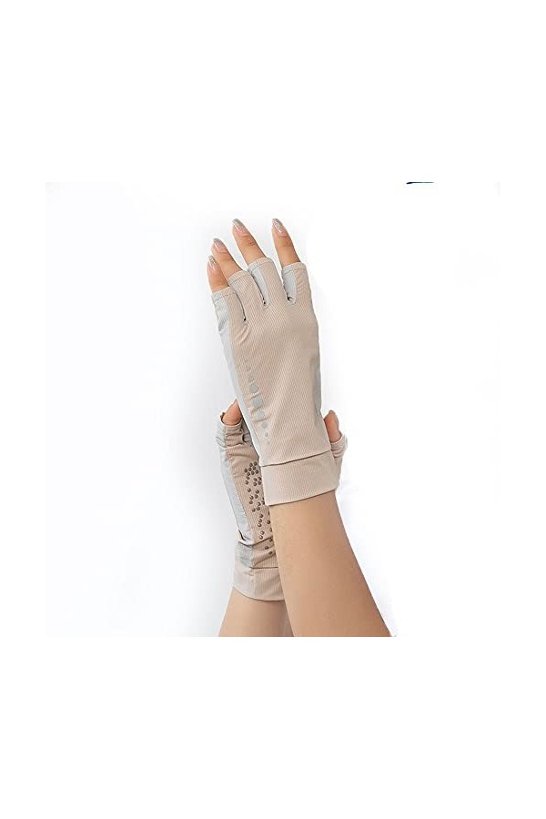 Yoaodpei Gants dété à demi-doigts Femmes Équitation Sunscreen Gants anti-ultraviolet, Gant de crème solaire à la conduite d