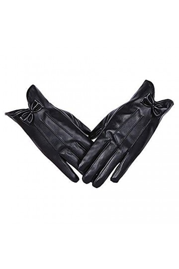 Mocofo Femmes Hommes Écran Tactile Texte Conduite Hiver Chaud Gants en Cuir Couple Coupe-Vent PU Gants, Nœud Rose pour Homme 