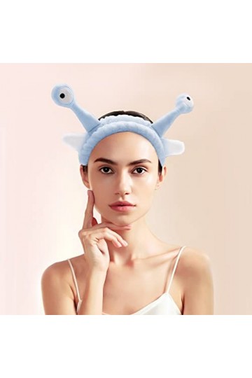 Hofar Bandeau de lavage du visage avec escargot en polaire corail - Accessoires de cheveux mignons et créatifs