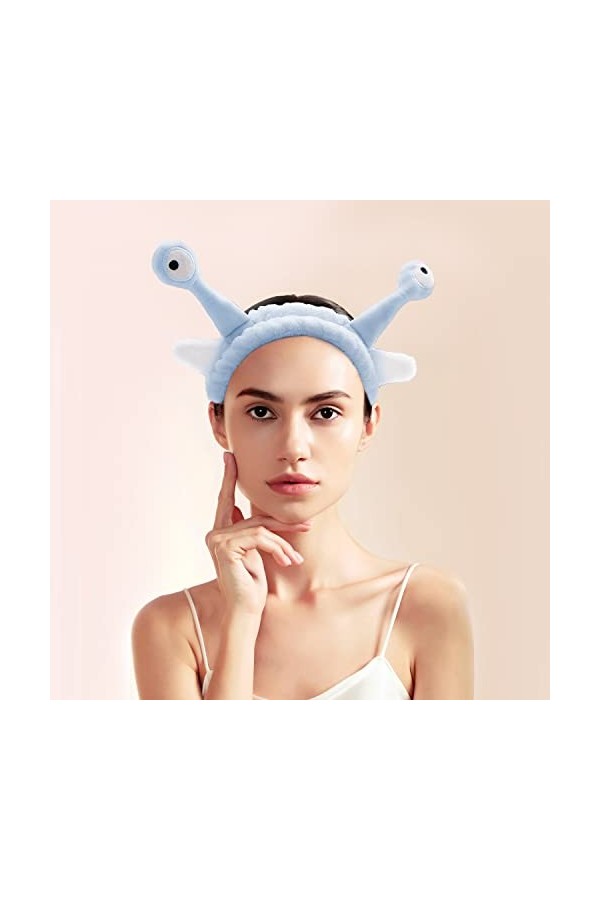 Hofar Bandeau de lavage du visage avec escargot en polaire corail - Accessoires de cheveux mignons et créatifs