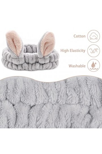 Lot de 6 bandeaux de spa à oreilles de lapin en polaire corail pour femme