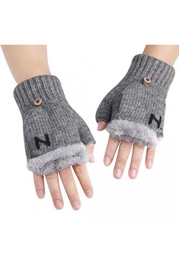 YJZQ Gants Femmes Demi-Doigts écran Tactile Moufles tricotés Mitaines dhiver unisexe avec Couverture pour homme Mitaines Dou