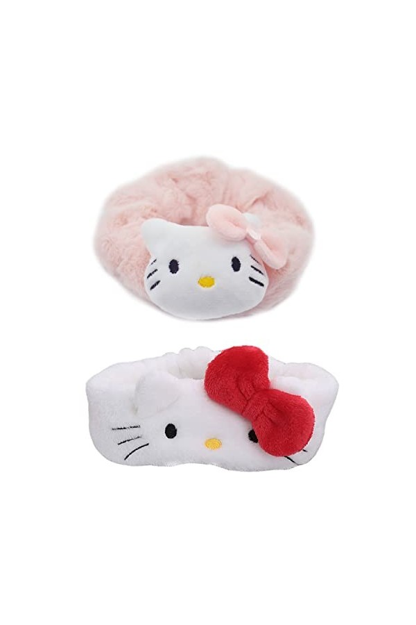 Rondlaho Cin Lot de 2 bandeaux à cheveux et élastiques à cheveux Kawaii - Accessoires pour cheveux - Personnage corail - Cade