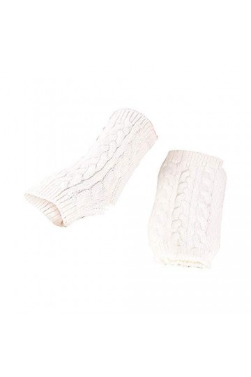 Gants en dentelle pour femme - Hiver chaud - Sans doigts - Mitaines au crochet - Moufles à piston à main blanc, taille uniqu