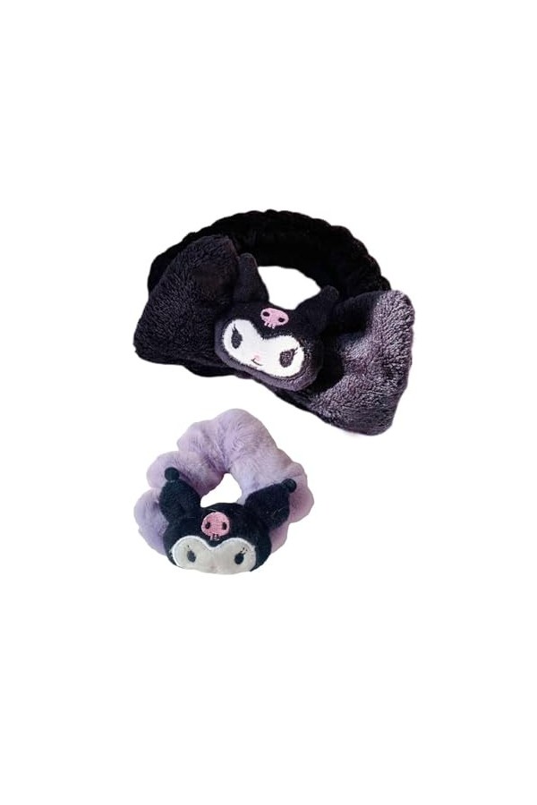 Rondlaho Cin Lot de 2 bandeaux à cheveux et élastiques à cheveux Kawaii - Accessoires pour cheveux - Personnage corail - Cade