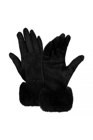 LA HUATE Gants dhiver en daim pour femme - Gants chauds pour écran tactile - Moufles en fausse fourrure pour activités de pl