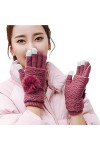 2017 Nouveauté Gants Hiver Femme Mignonne Mitaine Gants à Écran Tactile Avec Doublure Chauffant Décor Adorable Pompon Moufles