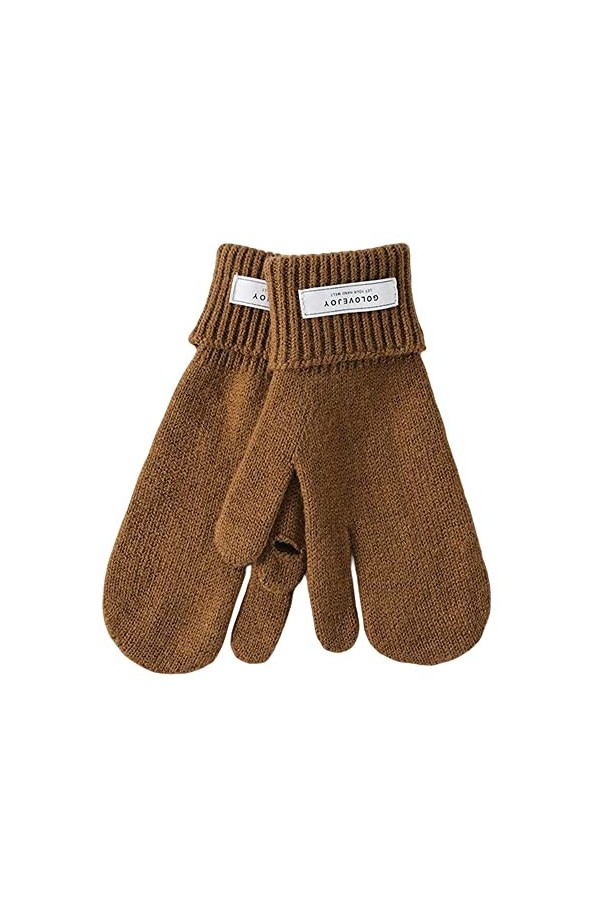 Frdun Moufles thermiques à double chiffon, gants décontractés pour femmes, gants dextérieur coupe-vent avec matériau tricoté