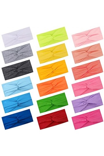 FEQO 18 Pièces Bandeau Cheveux Femme Élastique Bandeau Cheveux Large Serre Tête Croix Noué Bandeaux de Sport Antidérapant pou