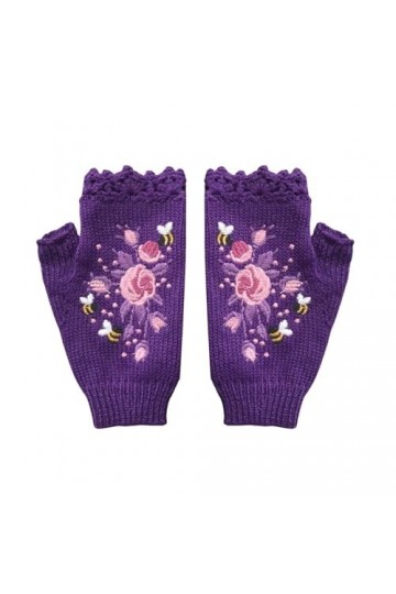 Mitaines tricotées sans doigts pour femme - Noir - Accessoire cosplay - Manches douces et chaudes - En tricot - Pour lhiver 