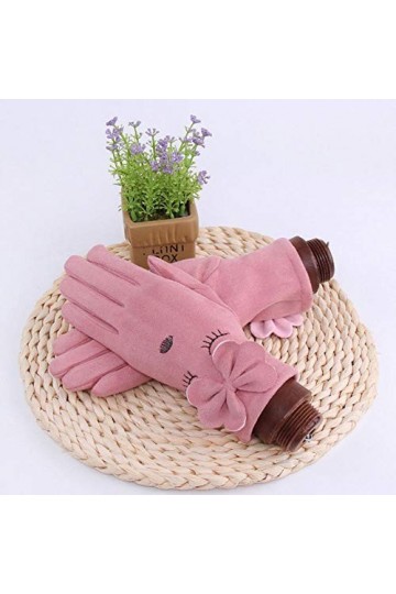 MAPPE Hiver Femme Couche Unique Chaud Cachemire Bouton Complet Doigt De Cyclisme Mitaines Femmes Daim en Cuir Écran Tactile G