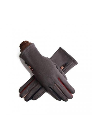 MAPPE Hiver Femme Couche Unique Chaud Cachemire Bouton Complet Doigt De Cyclisme Mitaines Femmes Daim en Cuir Écran Tactile G