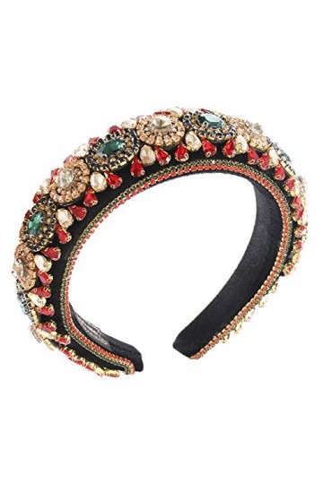 Bandeau rembourré en strass Bejewelled en velours large bandeau de fête pour femmes filles